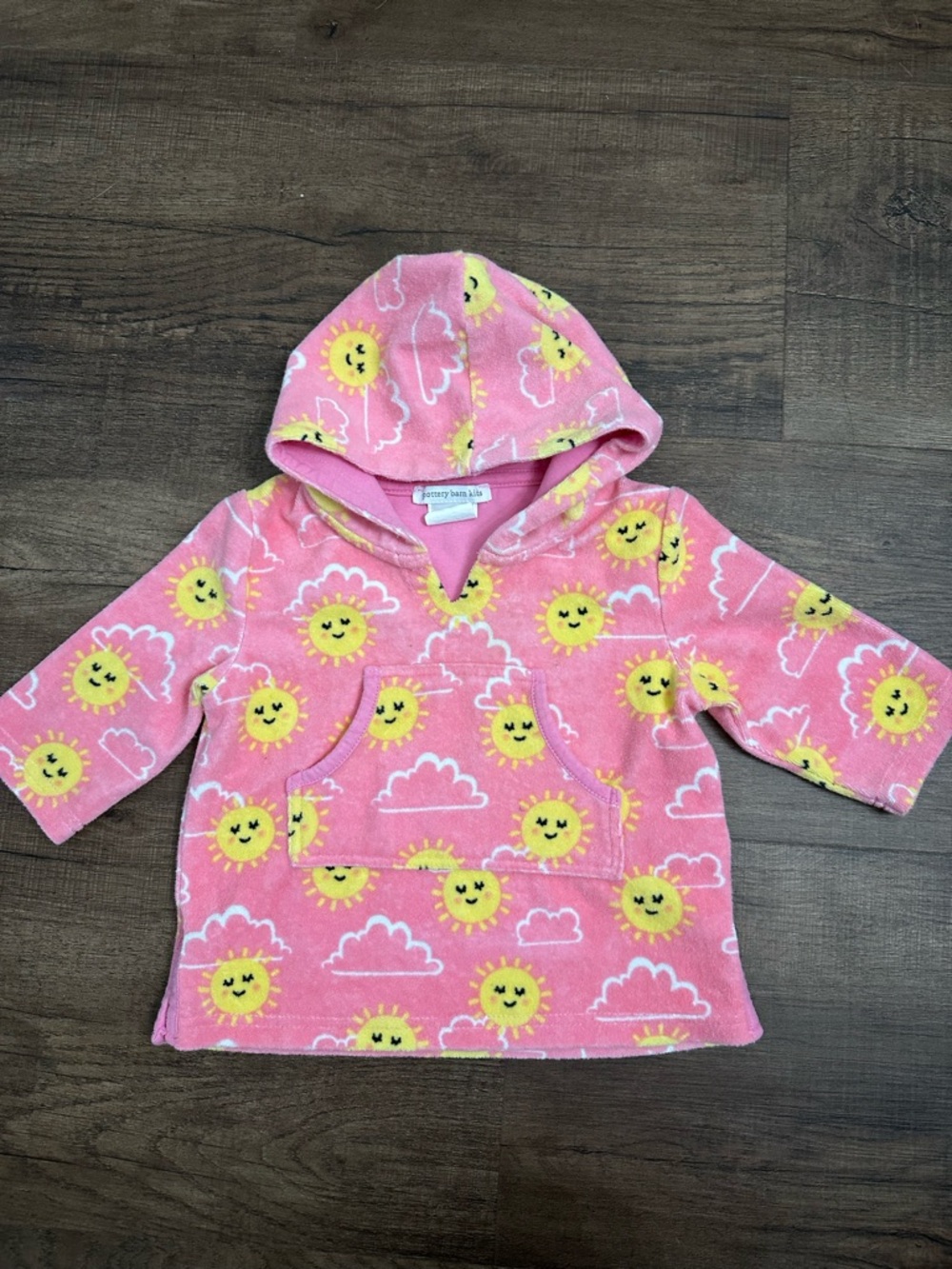Pottery Barn Kids Pink Hooded Pullover with Sunny Print